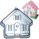 Silver Cake Mold House Shape