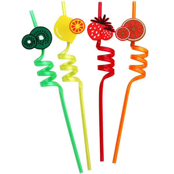 Acrylic Fruit Spiral Straws Colorful