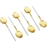 White Handle Gold Steel Table Spoons