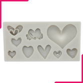 Silicone Fondant Mold 9 Hearts - bakeware bake house kitchenware bakers supplies baking