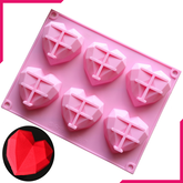 3D Love Heart Diamond Shaped Silicone Mold - bakeware bake house kitchenware bakers supplies baking