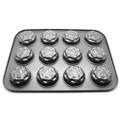 Fancy Floral Muffin Tray 12 cups - bakeware bake house kitchenware bakers supplies baking