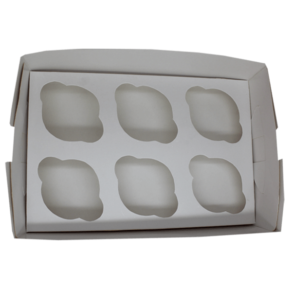 White Cupcake Box - 6 Cavity - bakeware bake house kitchenware bakers supplies baking