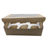Khaki Cupcake Box - 6 Cavity - bakeware bake house kitchenware bakers supplies baking
