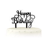 Black Happy Birthday Cake Toppers - bakeware bake house kitchenware bakers supplies baking