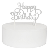 Happy Birthday Party Topper Silver - bakeware bake house kitchenware bakers supplies baking