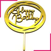 Wooden Circle Happy Birthday Cake Topper - bakeware bake house kitchenware bakers supplies baking
