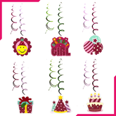 Happy Birthday Hanging Swirls 12Pcs - bakeware bake house kitchenware bakers supplies baking