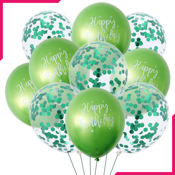 Happy Birthday Confetti Balloons - Green - bakeware bake house kitchenware bakers supplies baking