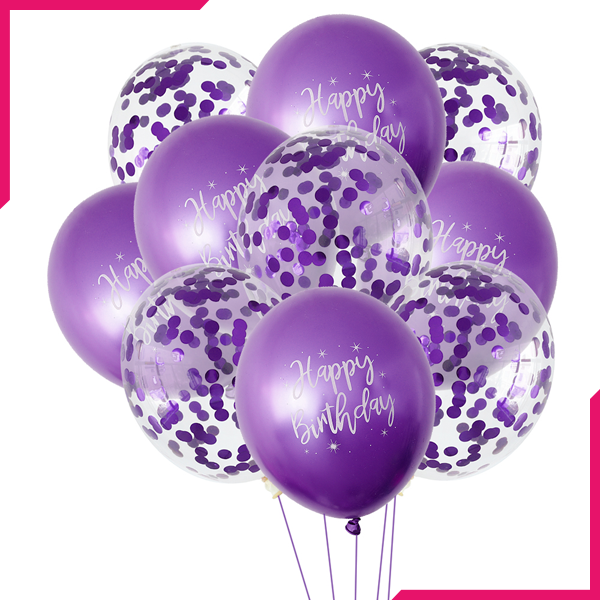 Happy Birthday Confetti Balloons - Purple - bakeware bake house kitchenware bakers supplies baking