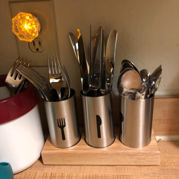 Flatware Organizer Caddy with Wood Base Bakeware.pk