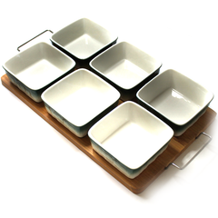 Porcelain Dip Bowl Set With Tray