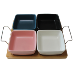 Porcelain Dip Bowl Set With Tray