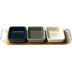 Porcelain Dip Bowl Set With Tray