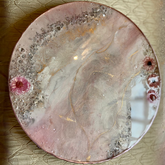 Handmade Resin Art Light Pink Flower Tray
