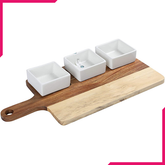Symphony Acacia Tray & Square Bowl Set 4Pcs - bakeware bake house kitchenware bakers supplies baking