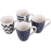Symphony Indigo Art Mugs 4Pcs - bakeware bake house kitchenware bakers supplies baking