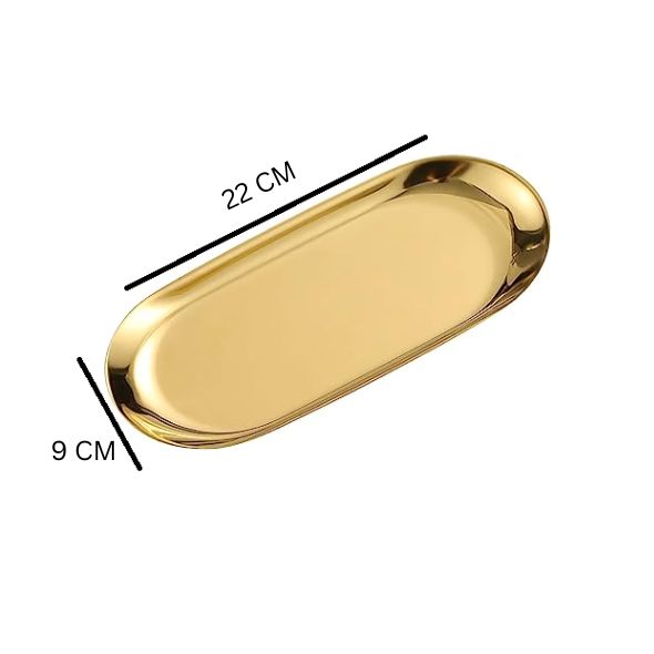 Gold Plated Stainless Steel Oval Tray