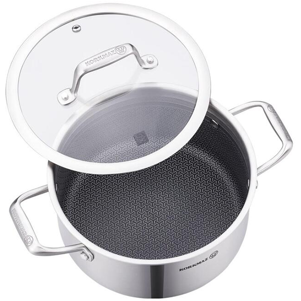 Korkmaz Stainless Steel Honeycomb Casserole Pot