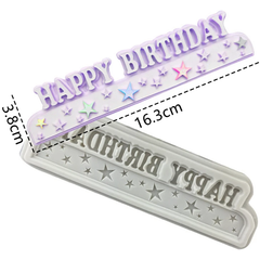 Silicone Fondant Mold Happy Birthday With Stars Pattern