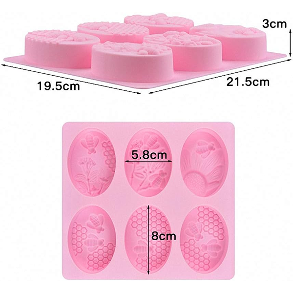 Oval Silicone Mold Flower Bee Honeycumb