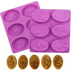 Oval Silicone Mold Flower Bee Honeycumb