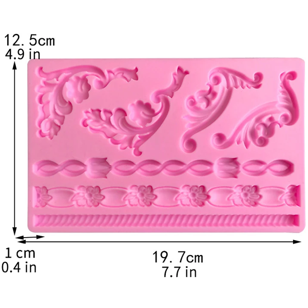 Baroque Reel Embossed Border Silicone Mold