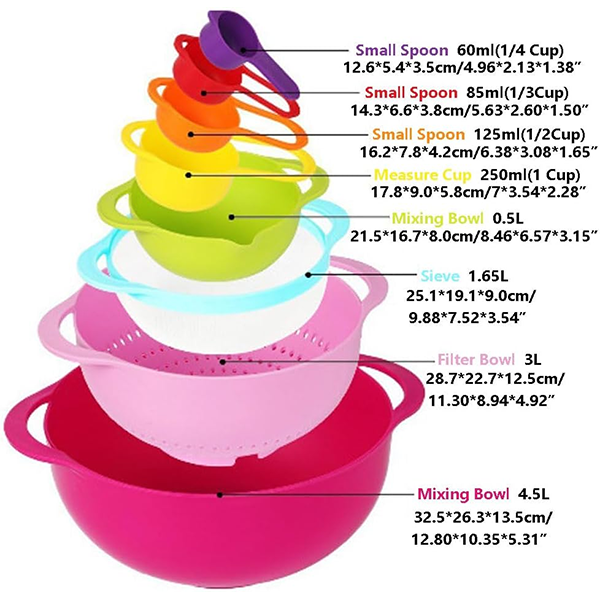 Sweet Color Mixing Bowl 10Pcs Set