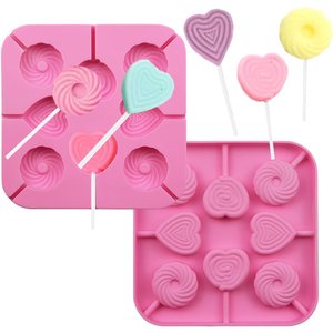 Heart & Swirl Lollipop Mold 8 Cavity