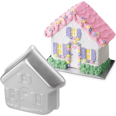 Silver Cake Mold House Shape