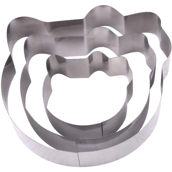 Kitty Shape Cake Baking Tool Stainless Steel 3Pcs Set