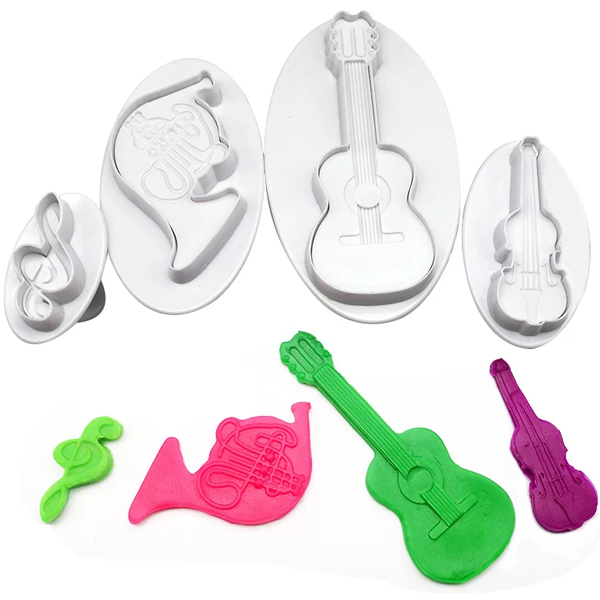 Fondant Instruments Musical Instrument Fondant Plunger Cutter 4Pcs Set – Bakeware.pk