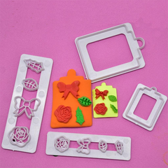Rose, Bow, Leaf Fondant Cutter 4Pcs Set