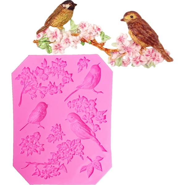 Sparrow & Flowers Silicone Mold