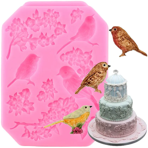 Sparrow & Flowers Silicone Mold