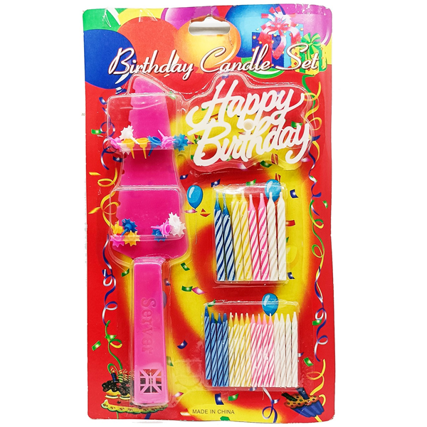 Birthday Candle Set With Plastic Cake Server
