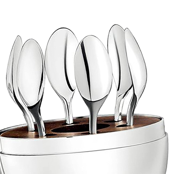 6Pcs Spoons With Luxury Egg Shape Cutlery Holder