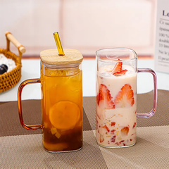 Glass Tumbler With Bamboo Lid & Straw