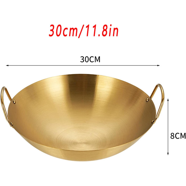 Stainless Steel Gold Plated Wok