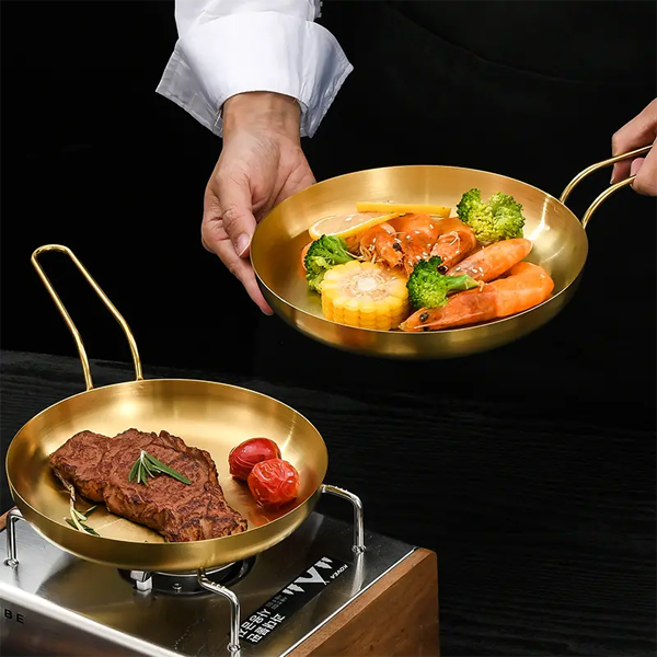 Stainless Steel Gold Plated Frypan