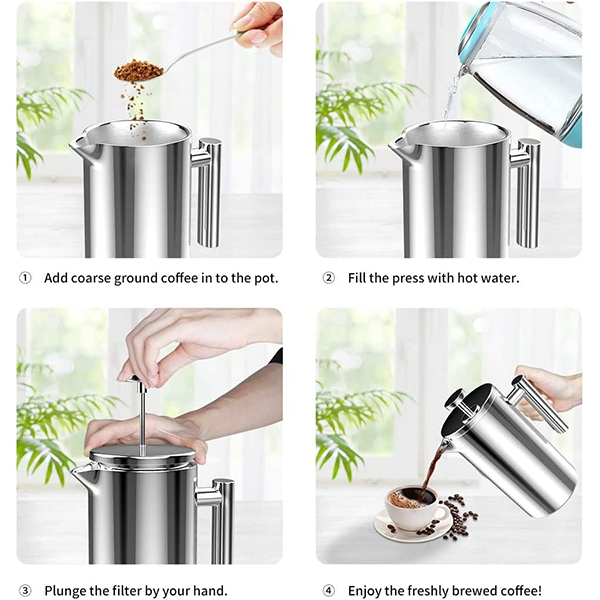Double Walled Insulated French Press Coffee Pot