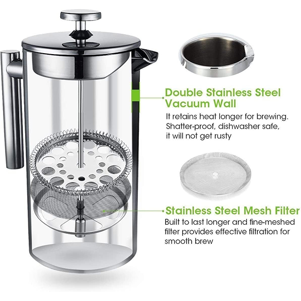 Double Walled Insulated French Press Coffee Pot