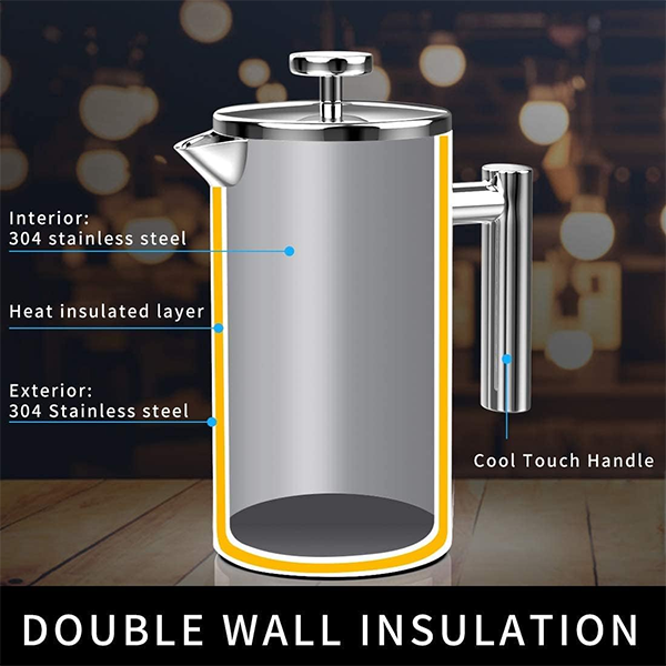 Double Walled Insulated French Press Coffee Pot
