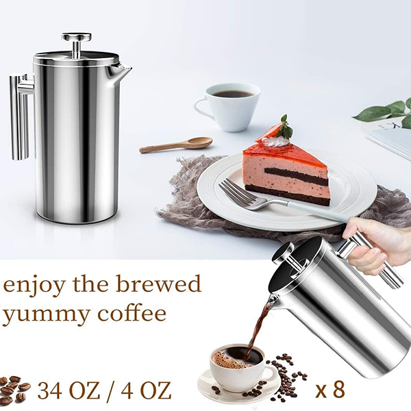 Double Walled Insulated French Press Coffee Pot
