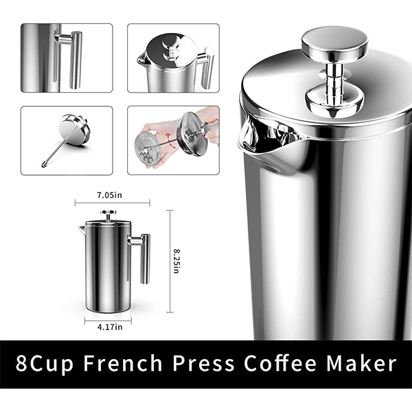 Double Walled Insulated French Press Coffee Pot