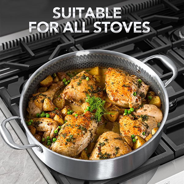 3-PLY Honeycomb Stainless Steel Short Casserole Pot
