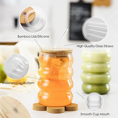 Ripple Drinking Glass With Bamboo Lid