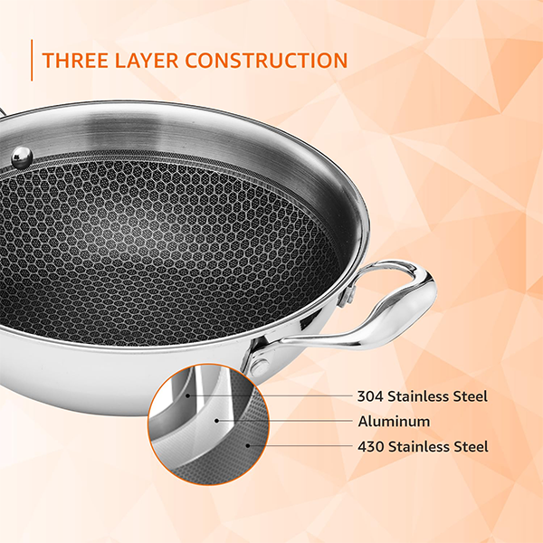 Honeycomb 3-PLY Kadhai with Glass Lid