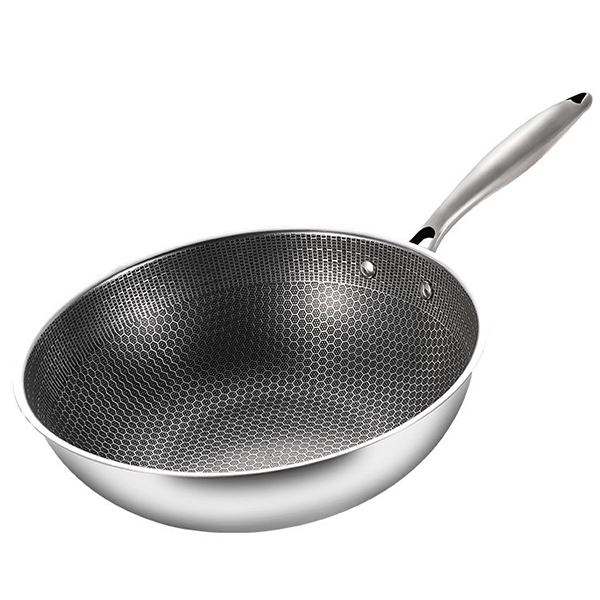 Honeycomb Stainless Steel 3-PLY Wok Pan