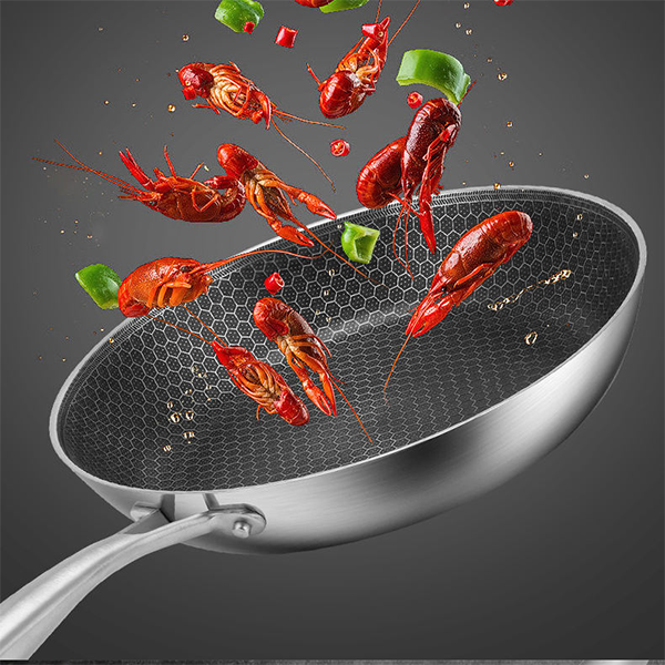 Honeycomb Stainless Steel 3-PLY Frying Pan
